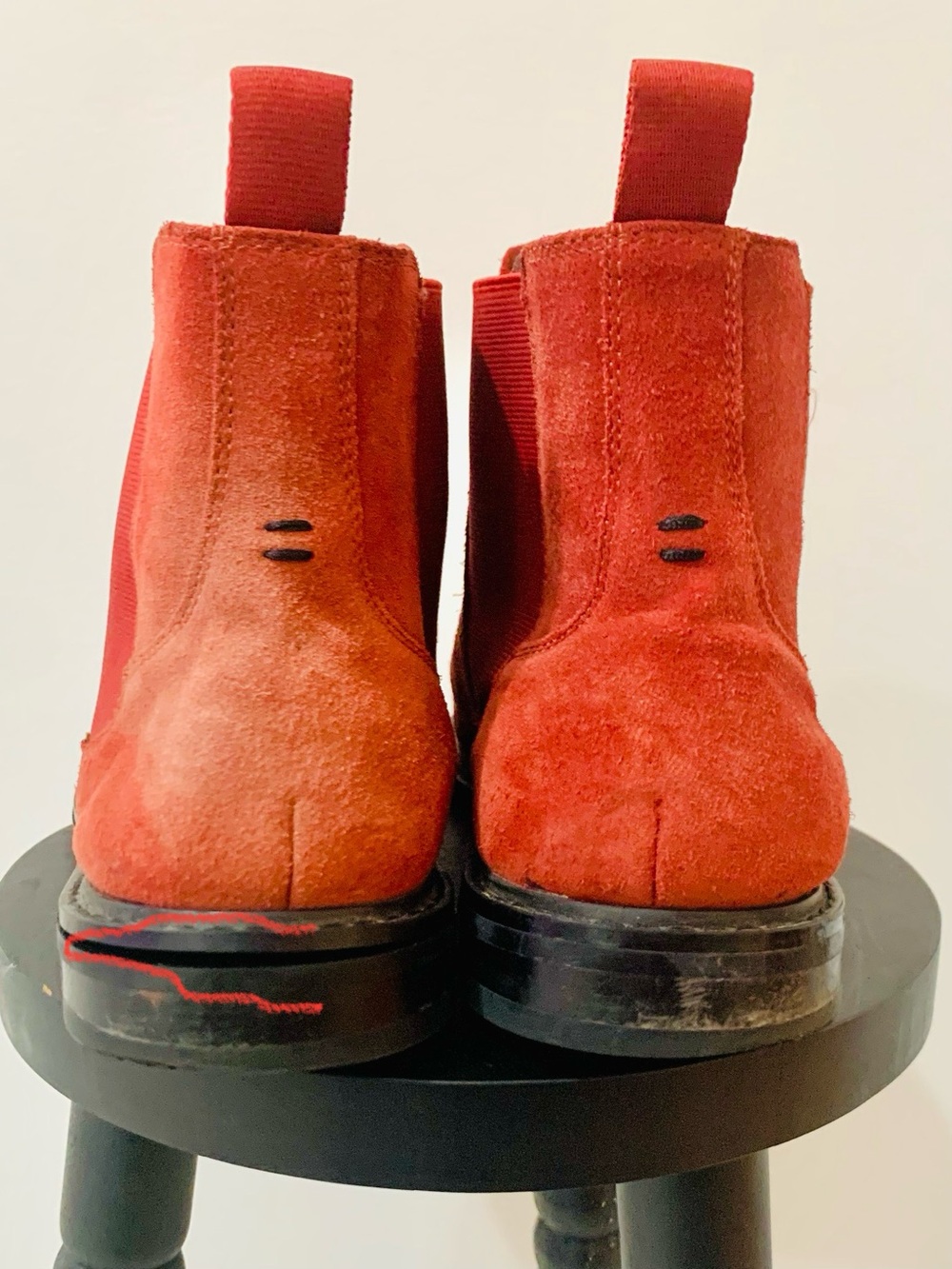 Red Suede Chelsea Boots - Picture 3 of 4